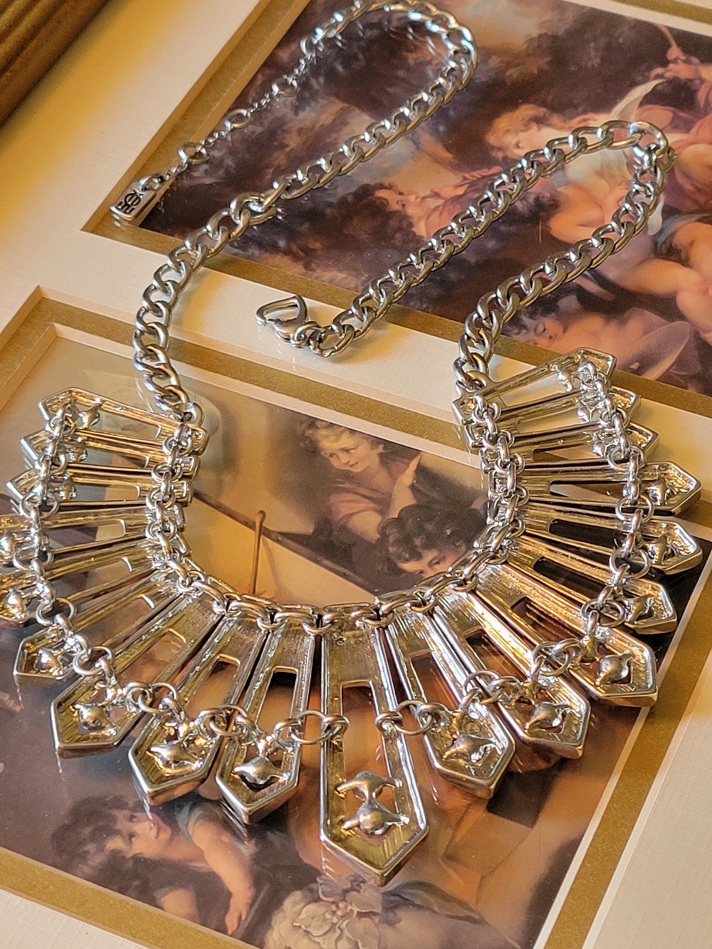 Silver Metal & Rhinestone Necklace - Picture 6 of 9